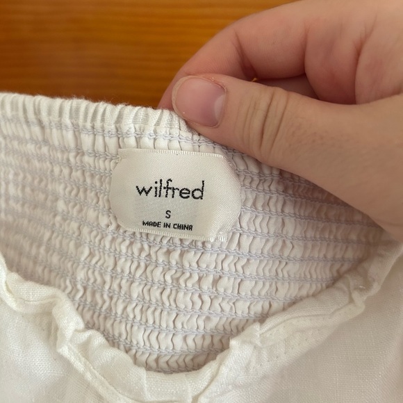 Aritzia Wilfred Wanderer Linen Cropped Puff Sleeve Milkmaid Blouse - Picture 3 of 4